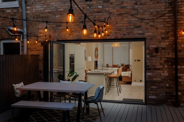 Enjoy dusk and beyond with the property`s outdoor lighting