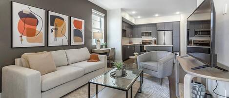 Apartment (1 Bedroom) | Living area | 50-inch TV with digital channels