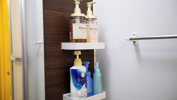 Hair dryer, soap, shampoo