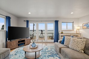 Smart TV, fireplace - Point Whitehorn Cottage by Gather: Coastal Retreat w/ Ocean Views, Deck & Beach (Blaine)