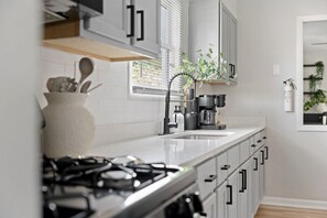 Fridge, microwave, oven, stovetop - The Parkside Retreat | Near DT • Walking Trails! (Indianapolis)