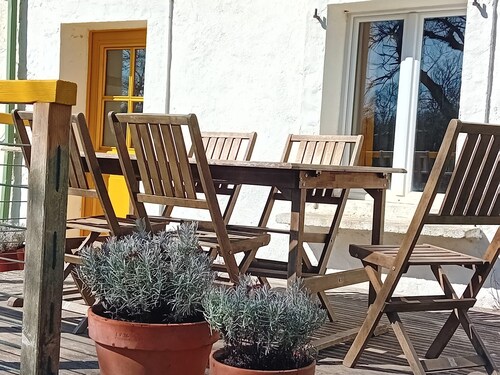 Self-catering cottage in the middle of a farm facing the Pyrenees.