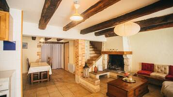 TV, fireplace