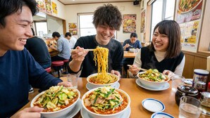 A restaurant interior with tables, chairs, and diners. - Super Hotel JR Nara Station Sanjo Street (Hikone)