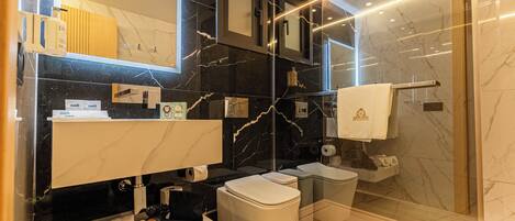 Royal Suite, Sea View | Bathroom | Shower, slippers, towels, soap