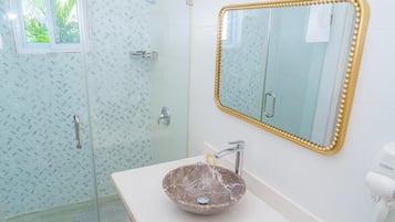 Hair dryer, soap, toilet paper
