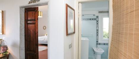 Shower, bidet, towels, toilet paper