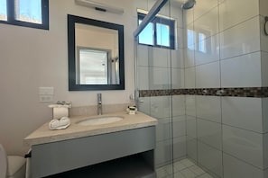 Shower, hair dryer, towels - Dog-friendly loft with rooftop infinity pool, gym, balcony, & central AC (Cabo San Lucas)
