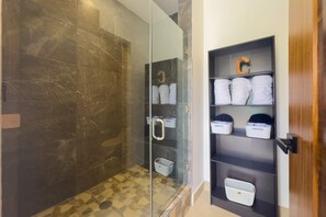 Shower, hair dryer, towels - Luxury Cabo condo with multiple pools, pickleball, gym & rooftop (Cabo San Lucas)