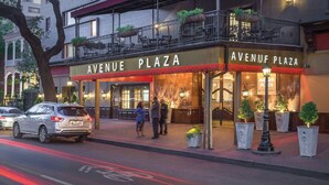 A building with a sign reading "AVENUE PLAZA".