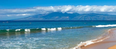 On the beach, white sand