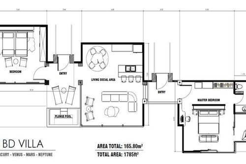 Villa, 2 chambres | Plan d’étage