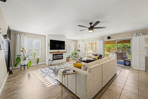 TV, fireplace, books, offices - Thunderbird Terrace | Summer Time Oasis with Pool (Glendale)
