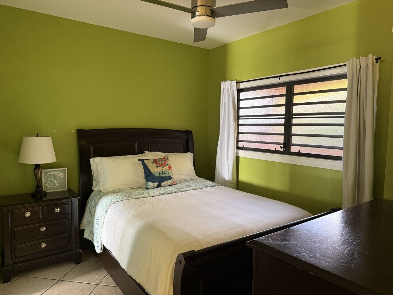1 bedroom, desk, iron/ironing board, travel cot