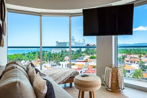 Interior - Ocean-view condo with balcony, central AC, pool, gym, cinema, & bar (Nuevo Vallarta)