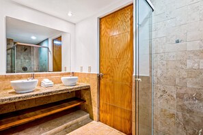 Shower, hair dryer, towels - Luxury Beach Condo | Community Pool, Ocean Views, Walk to Beach (Nuevo Vallarta)