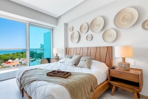 Iron/ironing board, free WiFi, bed sheets - Stylish ocean-view condo with pool, gym, private balcony, AC, & WiFi (Nuevo Vallarta)
