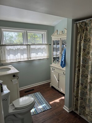 Shower, soap, toilet paper