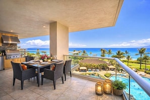 Outdoor dining - Honua Kai | 3 Free Rental Cars | KBM Resorts | Whale Watching | 3 Multi-Listing Units, 7 Bedrooms | HK ML-3116 (Lahaina)