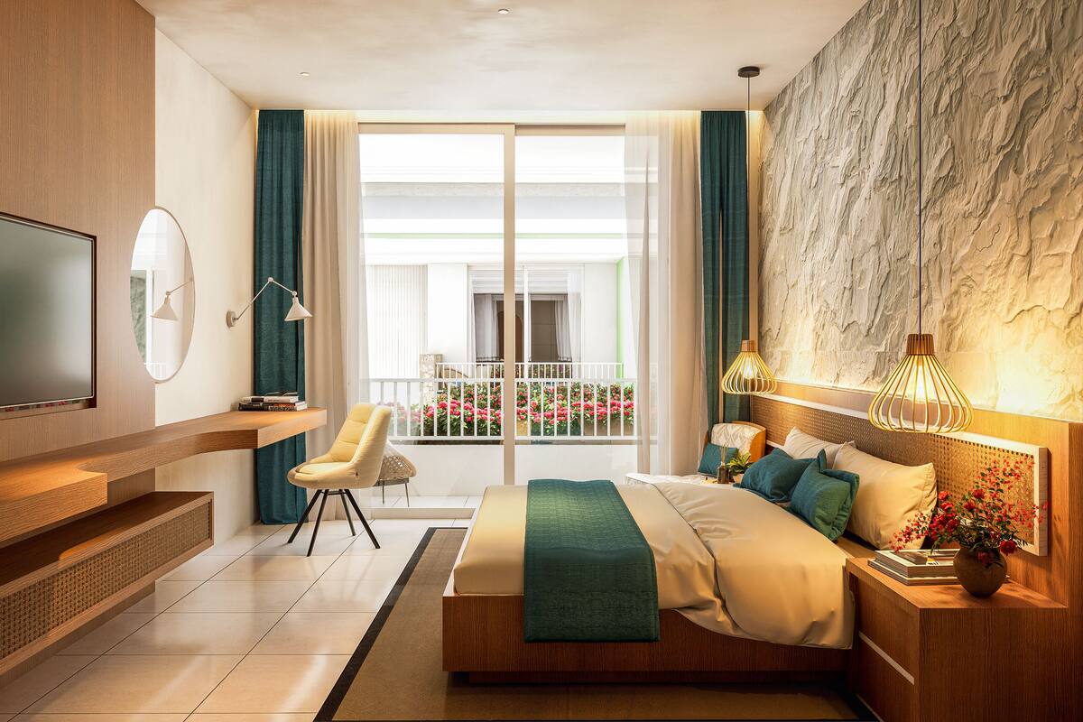 Deluxe Double Room, Balcony | In-room safe, blackout drapes, iron/ironing board, free WiFi
