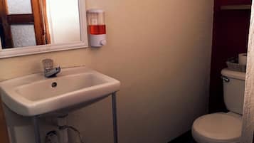 Habitación básica con 2 camas individuales, baño privado | Baño | Toallas, shampoo, papel de baño