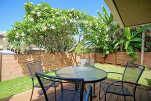 Outdoor dining - Honeymoon Cottage with A/C, Steps to the Beach TVNC#5096 (Anahola)