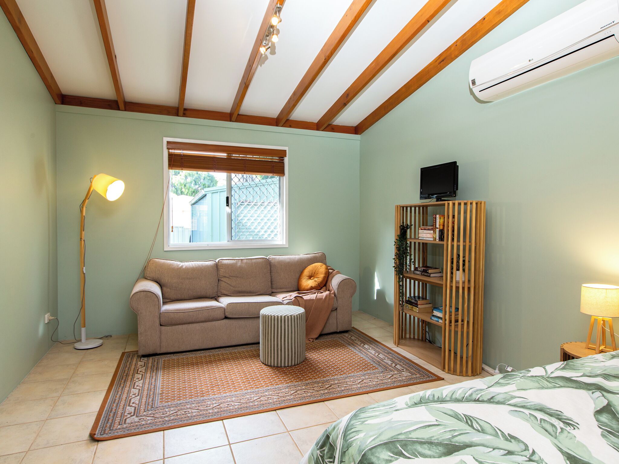 Smart TV, DVD player, books, stereo