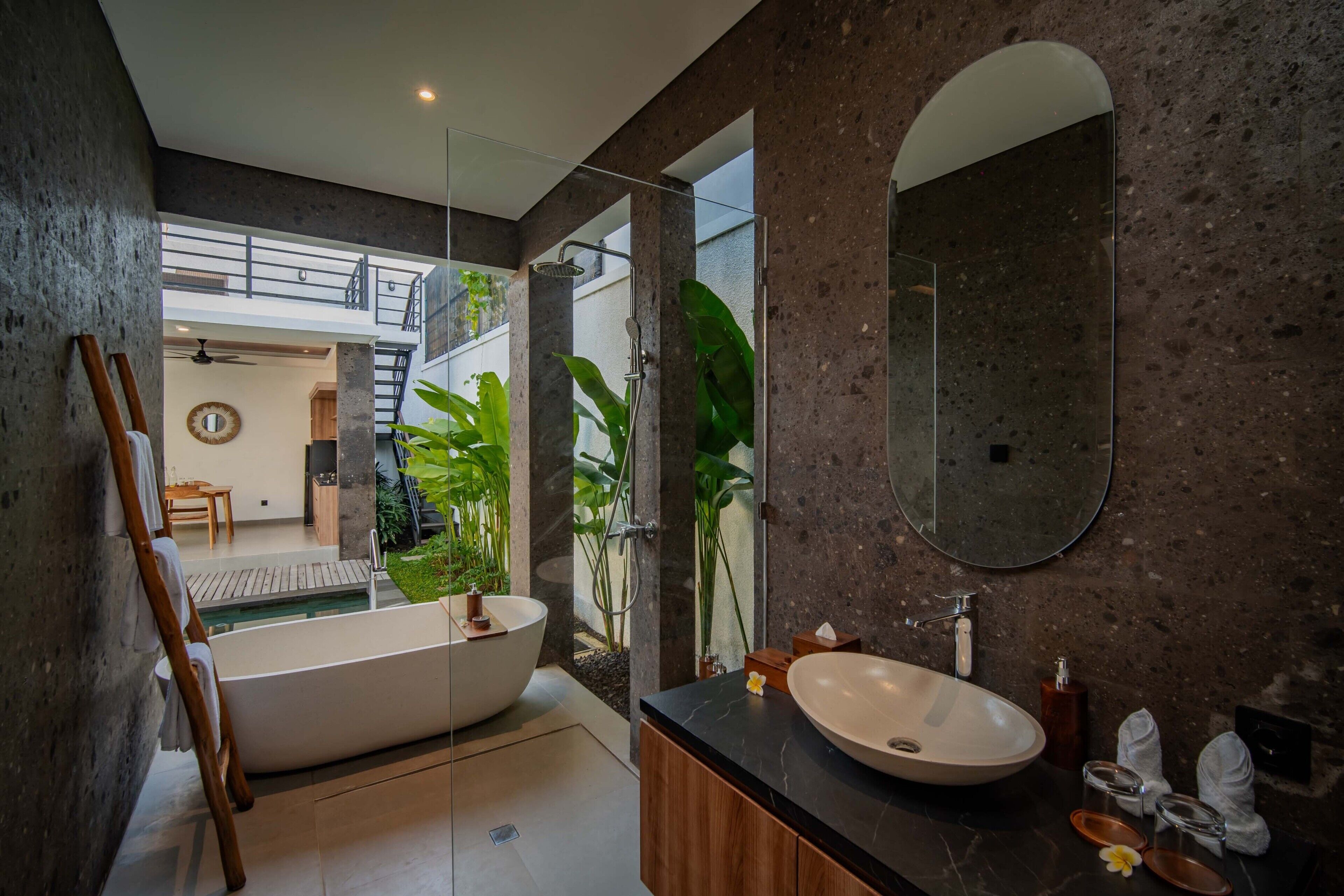 One Bedroom Pool Villa with private kitchen | Bathroom | Hair dryer, towels, soap, shampoo