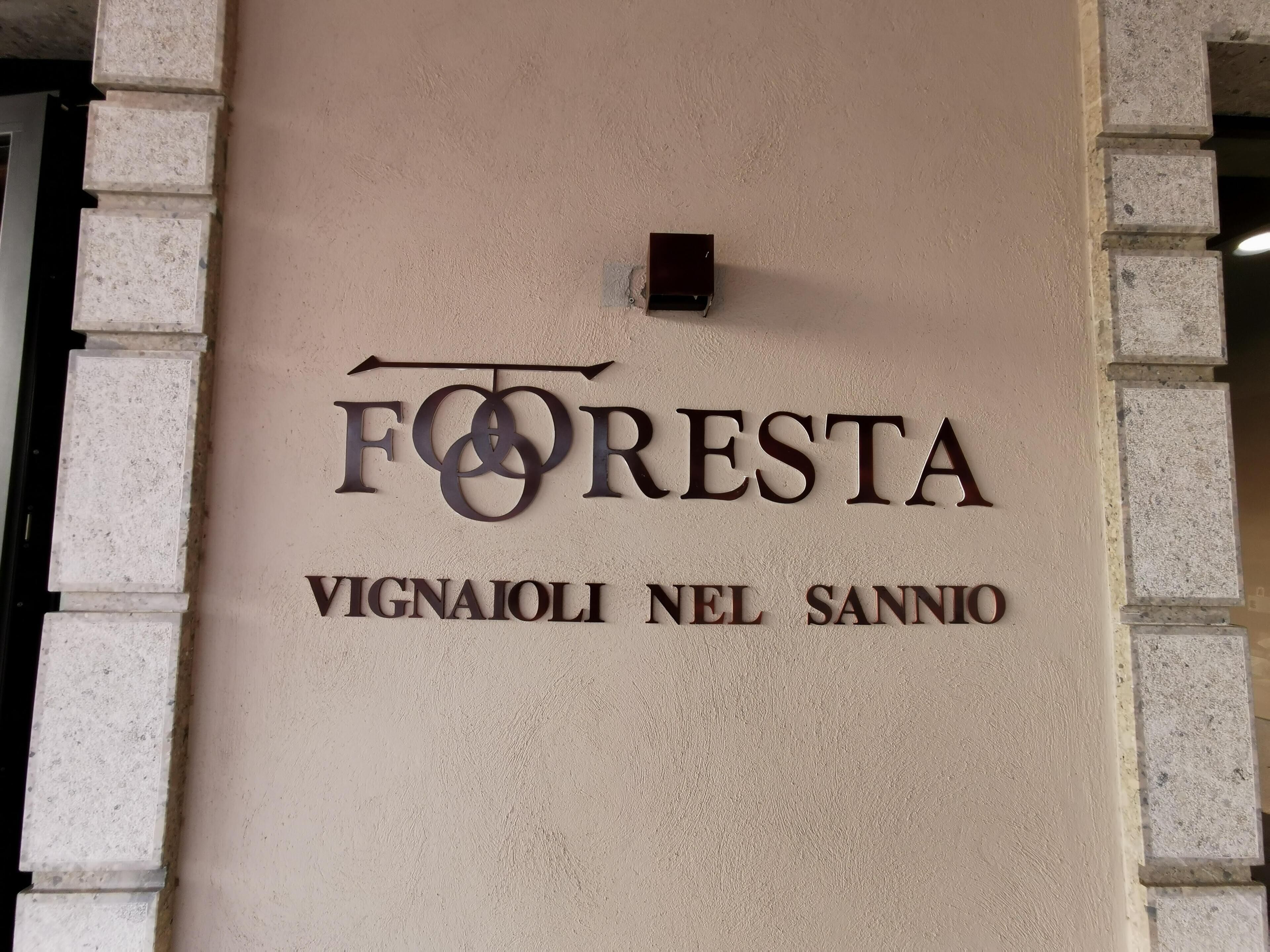 A wall sign with the text 'FORESTA VIGNAIOLI NEL SANNIO'.