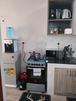 Private kitchen - Modern Cosy Studio in Ruaka Near Two Rivers Fast WiFi and fParking,24/7 Security (Nairobi)
