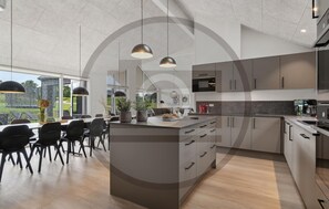 Fridge, microwave, oven, stovetop - Amazing home in Bogense with sauna (Bogense)