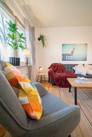 Living area - Scandi-Boho 1BR | Calm & Well-Connected Location (Gothenburg)