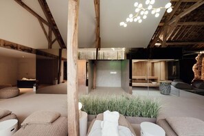 Sauna, hot tub, steam room, massages