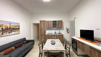 Comfort Apartment, Balcony | Private kitchen | Full-sized fridge, oven, stovetop, dishwasher