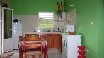 Fridge, microwave, oven