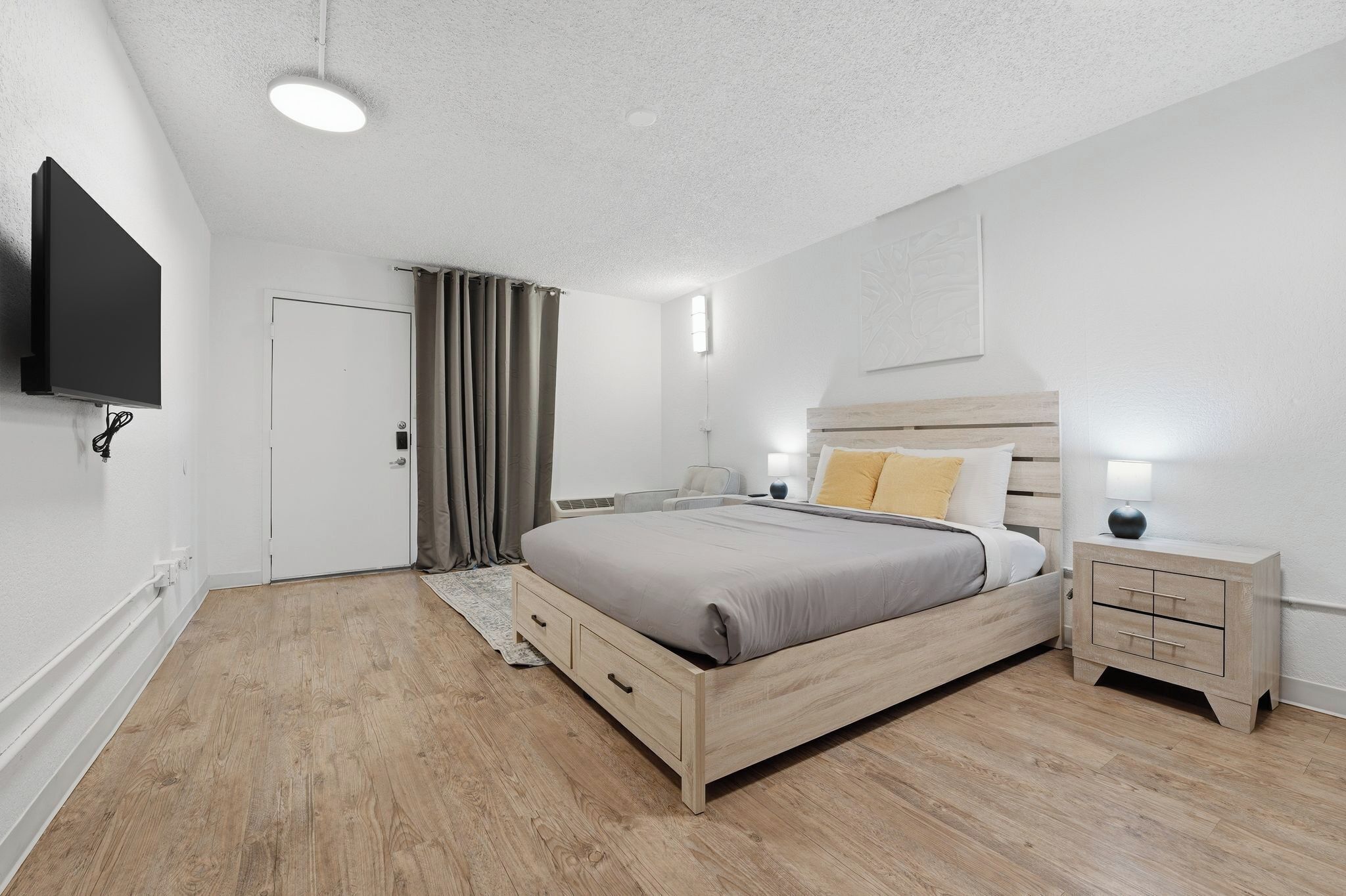 1 bedroom, desk, iron/ironing board, travel crib