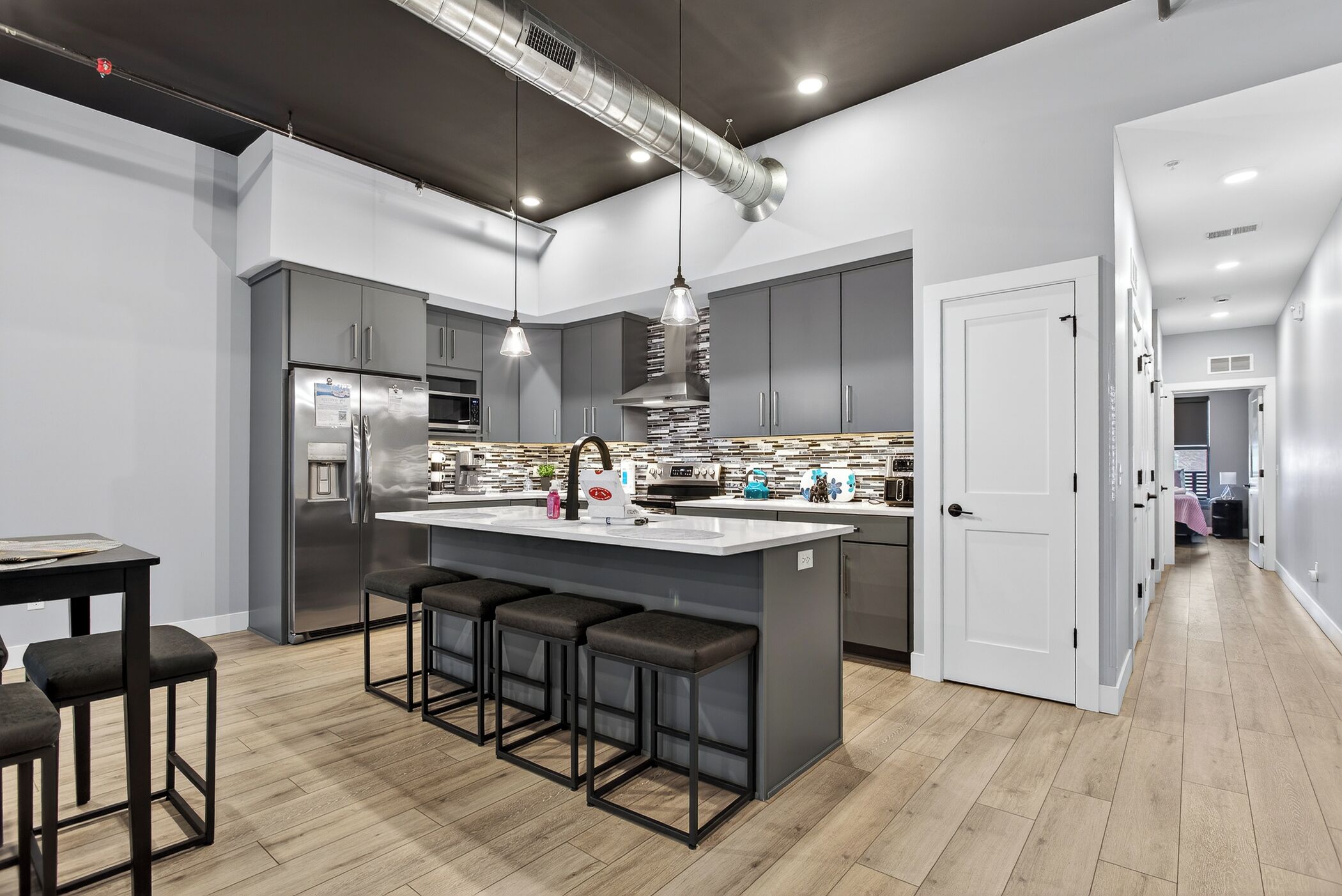 Fridge, microwave, oven, dishwasher