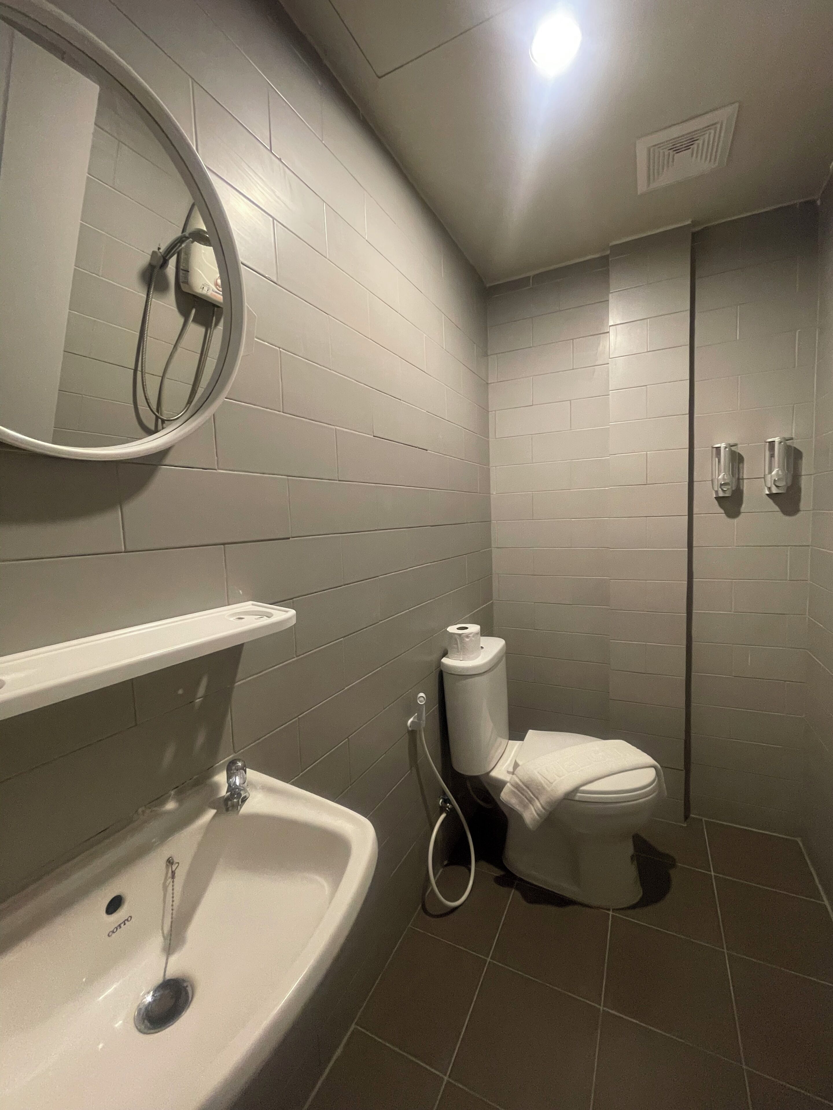 Shower, bidet, towels, soap