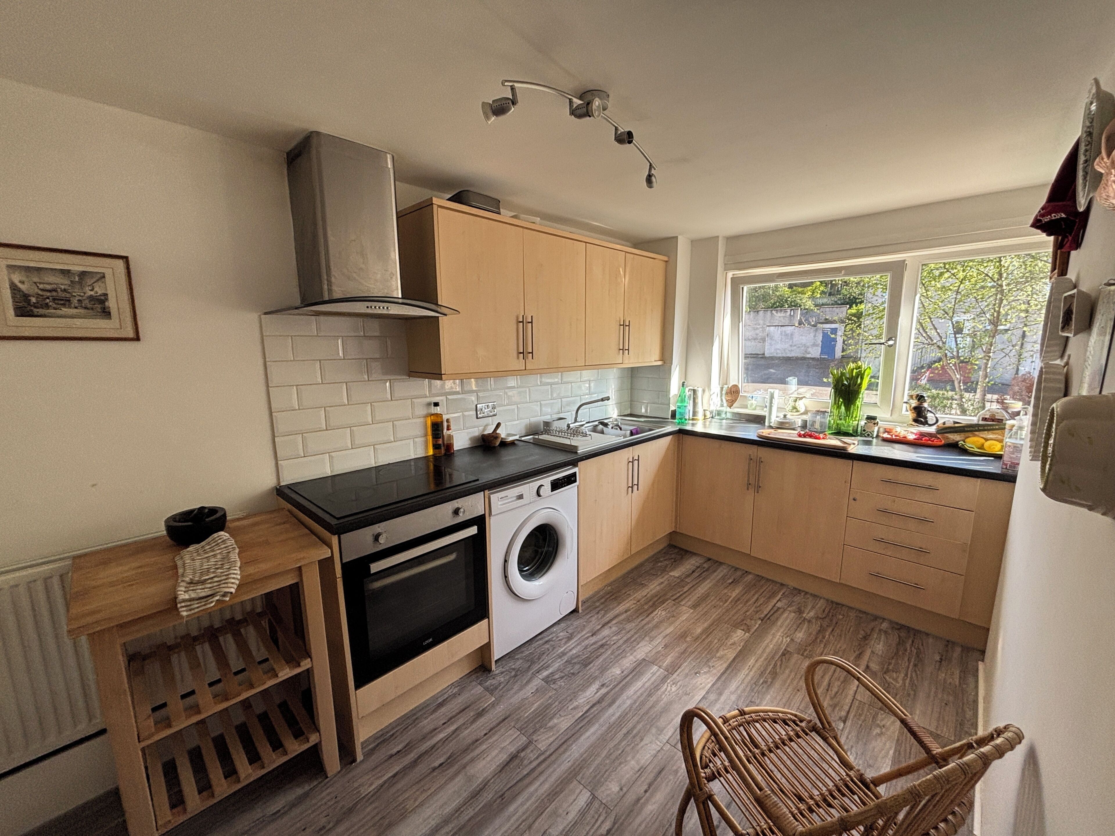 Fridge, oven, stovetop, electric kettle