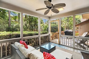 Terrace/patio - 1406 South Beach Villa | Sea Pines Vacation Rental (Hilton Head Island)