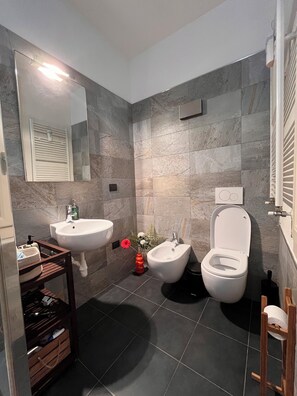 Haartrockner, Bidet, Handtücher, Seife