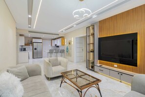 Living area - ELITE New Modern 3BR Apartment (New Cairo)