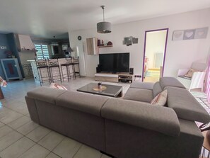 Télévision, lecteur de DVD, livres, vidéothèque