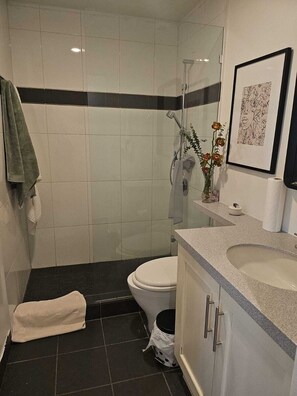Shower, hair dryer, bidet, towels - 1000ft2 Gorgeous Penthouse in downtown Vancouver with view of English Bay (Vancouver)