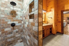 Shower - Luxury, Chalet with Private Suite, Secluded, and HotTub (Cosby)