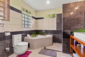 Shower, hair dryer, towels, shampoo - Modern Villa with Pool & Garden (Moorea-Maiao)