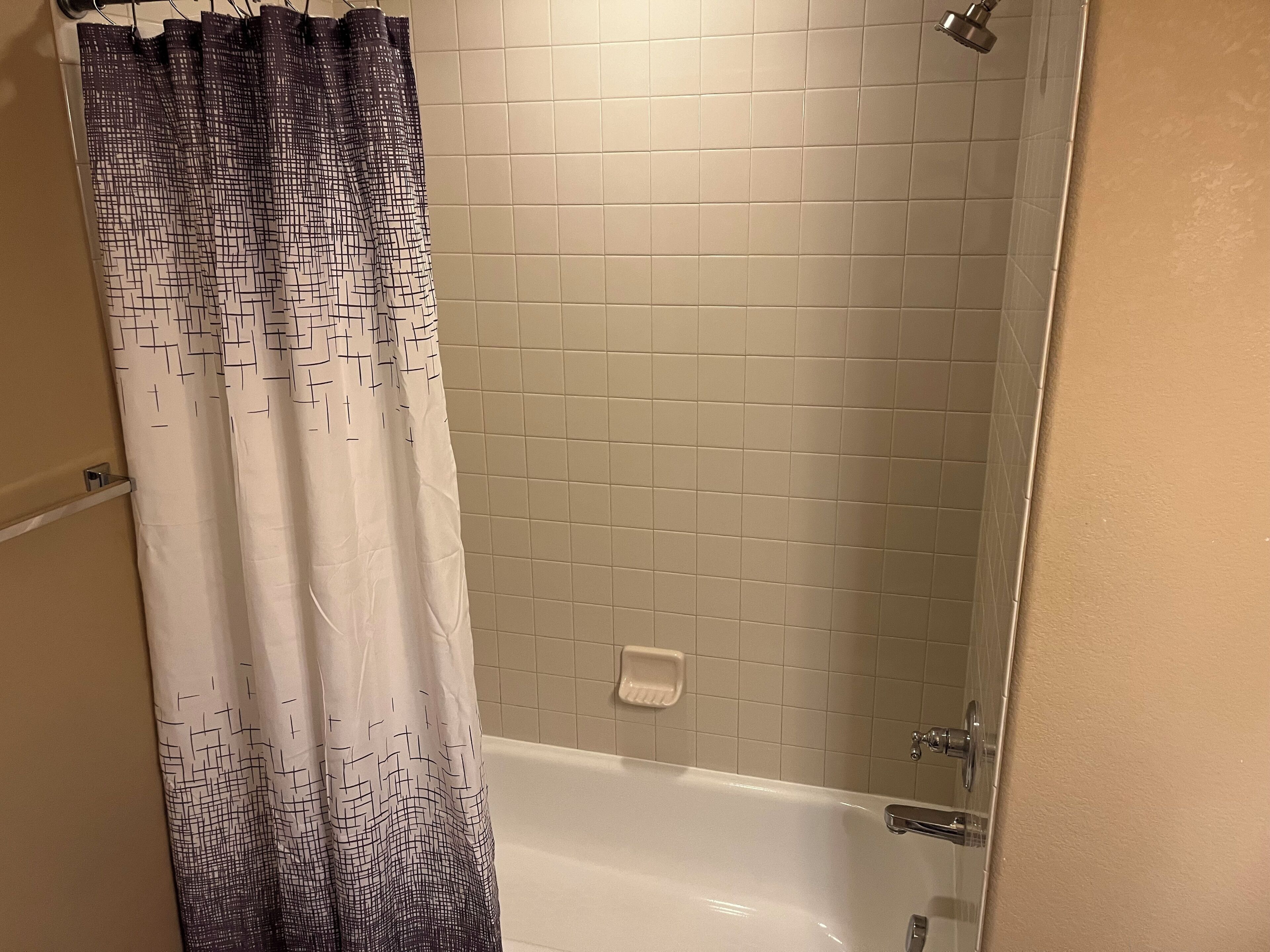 Hair dryer, towels, toilet paper