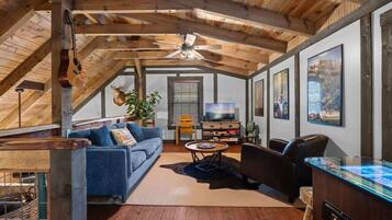 TV, fireplace, offices