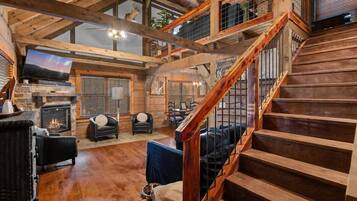 TV, fireplace, offices
