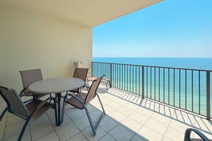 Outdoor dining - Phoenix West #1808 - Beachfront 3BR, Gulf View, Lazy River, Indoor Pool, Hot Tub (Orange Beach)